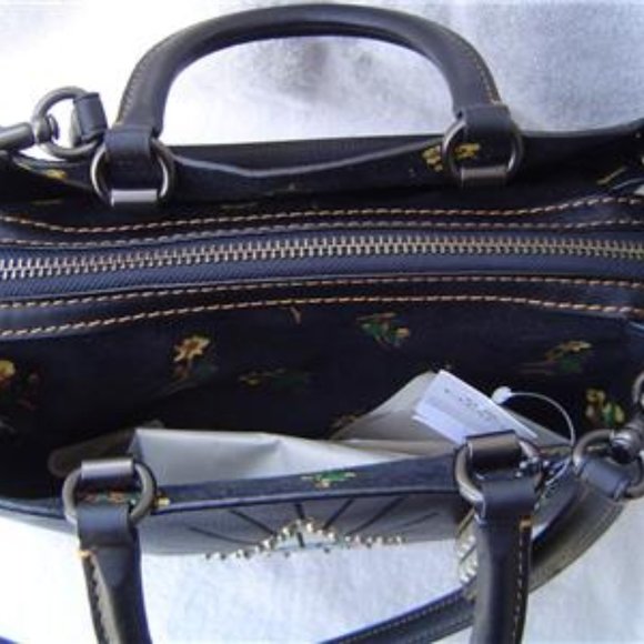 NEW AUTHENTIC COACH BLACK LEATHER PYRAMID EYE ROGUE 30 SATCHEL #46811 - Picture 9 of 15